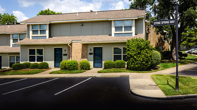 Beautifully landscaped walkways and building exteriors